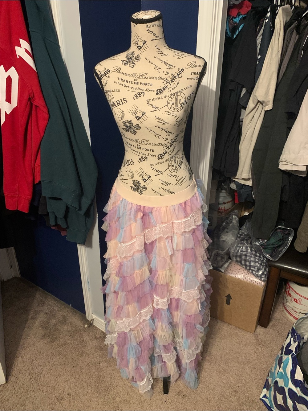 Pastel Multi-Color Ruffled Tiered Maxi Skirt